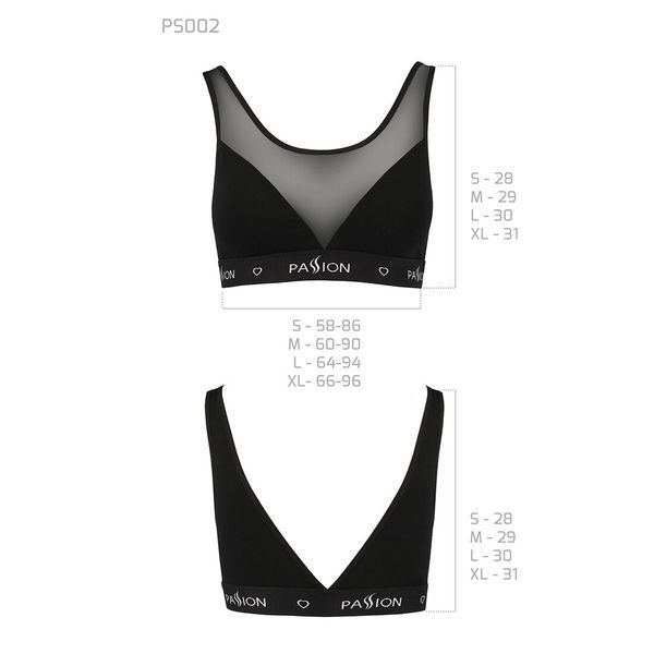 Топ з прозорою вставкою Passion PS002 TOP S, black SO4201 фото