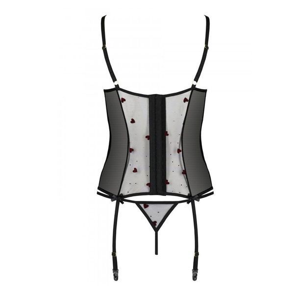 Корсет з підв'язками, стрінги Passion LOVELIA CORSET XXL/XXXL, black SO4767 фото