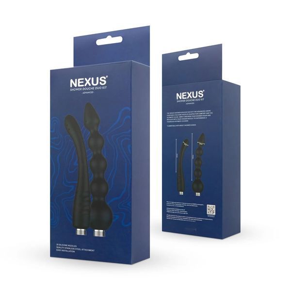 Набор анальных насадок для душа Nexus ADVANCED Shower Douche Duo Kit &ndash; Black, 2 шт SO9858 фото