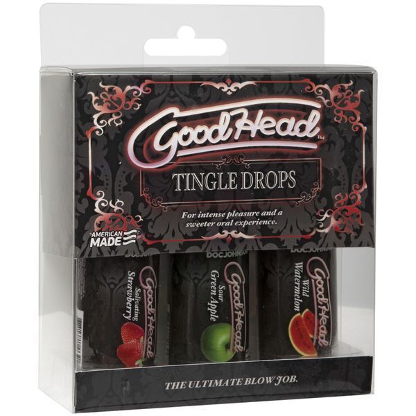 Набор капель для минета Doc Johnson GoodHead Tingle Drops, 3х29,5 мл, арбуз, зеленое яблоко, клубника SO9853 фото