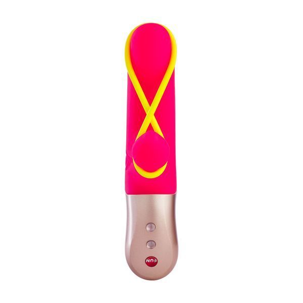 Мини вибратор-кролик со стимулирующей лентой Fun Factory AMORINO pink/neon yellow, лента съемная SX0946 фото