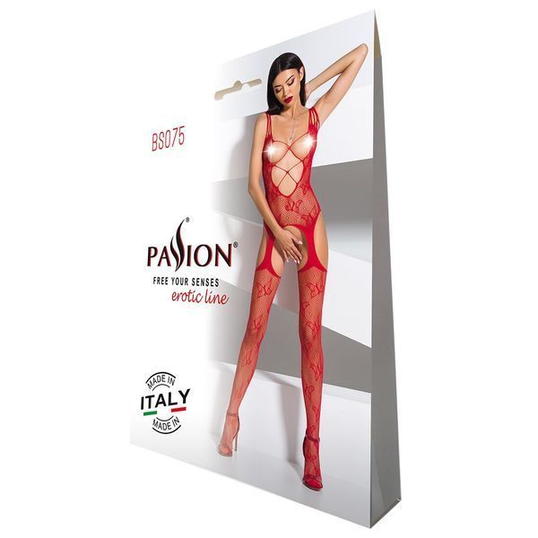 Откровенный бодистокинг с глубоким декольте Passion BS075 red SO4151 фото