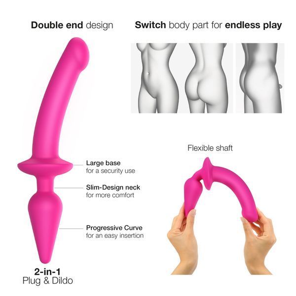 Анальна пробка з дилдо Strap-On-Me SWITCH PLUG-IN SEMI-REALISTIC DILDO FUCHSIA - L (м'ята упаковка) SO6829-R фото