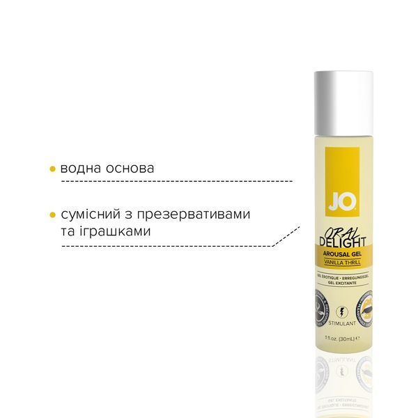 Гель для оральных ласк JO Oral Delight Vanilla Thrill (30 мл), эффект холод-тепло SO1495 фото