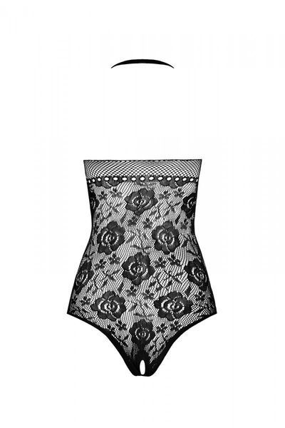 Бодістокінг з імітацією корсетної шнурівки Passion BS094 One Size, white, квітковий візерунок, з дос SO8925 фото