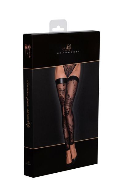 Чулки без мыска Noir Handmade F243 Tulle stockings with patterned flock embroidery, S SX0155 фото