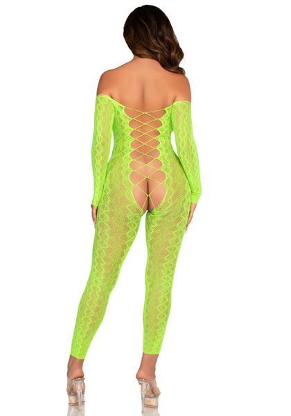 Бодистокинг Leg Avenue Crotchless Footless Lingerie Bodystocking One Size Neon Green SX2777 фото
