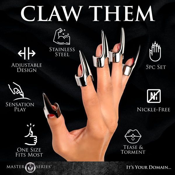 Набор колец с когтями Master Series Five-Piece Sensation Claw Rings - Silver SX1191 фото