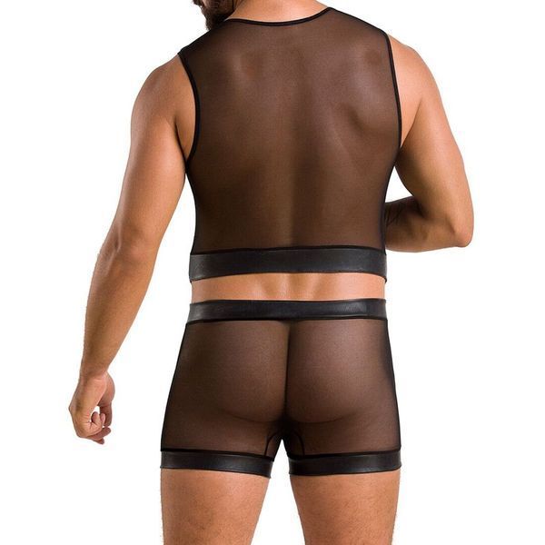 Комплект мужского белья на шнуровке Passion 053 SET WILLIAM S/M Black, жилет, боксеры SO7628 фото