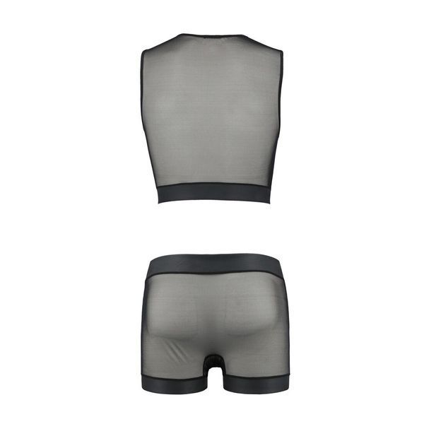 Комплект мужского белья на шнуровке Passion 053 SET WILLIAM S/M Black, жилет, боксеры SO7628 фото
