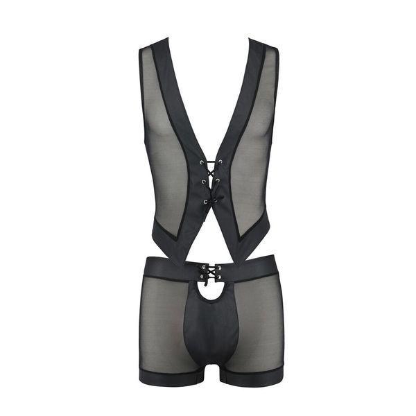 Комплект мужского белья на шнуровке Passion 053 SET WILLIAM S/M Black, жилет, боксеры SO7628 фото