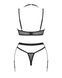 Комплект белья Obsessive Selinne 3-pcs set XL/2XL Black, бюстгальтер, стринги пояс для чулок SO8669 фото 4