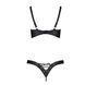 Комплект з екошкіри Passion CELINE BIKINI S/M black відкритий бра зі стрічками, стрінги зі шнурівкою SO6401 фото 4