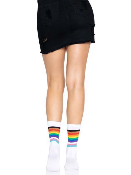 Шкарпетки жіночі в смужку Leg Avenue Pride crew socks Rainbow, 37&ndash;43 розмір SO8584 фото