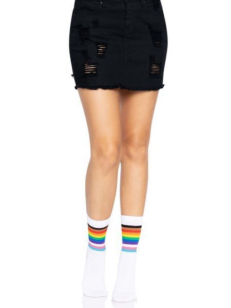 Шкарпетки жіночі в смужку Leg Avenue Pride crew socks Rainbow, 37&ndash;43 розмір SO8584 фото