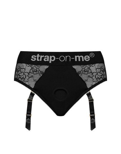 Кружевные трусы для страпона с подвязками для чулок Strap-On-Me DIVA HARNESS - S SO5096 фото