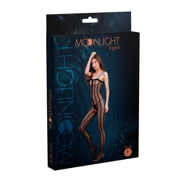Прозрачный бодистокинг Moonlight Model 03 XS-L Black, с доступом SO8202 фото