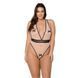 Боди Passion VIENA BODY 6XL/7XL, beige, контрастное, бантики, вставка-сетка, открытые ягодицы SO7112 фото 1