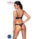 Комплект Passion CELINE BIKINI 2XL/3XL black відкритий бра з стрічками стрінги з шнурівкою, екошкіра SO6402 фото 2