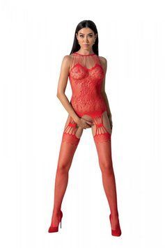 Бодістокінг з безліччю бретелей Passion BS095 One Size, red, імітація пояса та панчіх, з доступом SO8927 фото