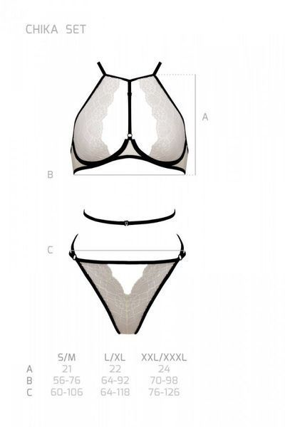 Комплект белья Passion CHIKA SET, S/M, cream, топ, трусики SO9699 фото