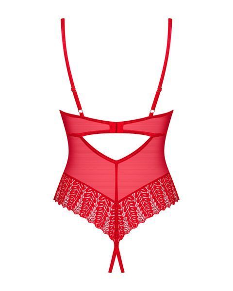 Боди с доступом Obsessive Ingridia crotchless teddy XL/2XL, красное, открытая грудь SO9027 фото
