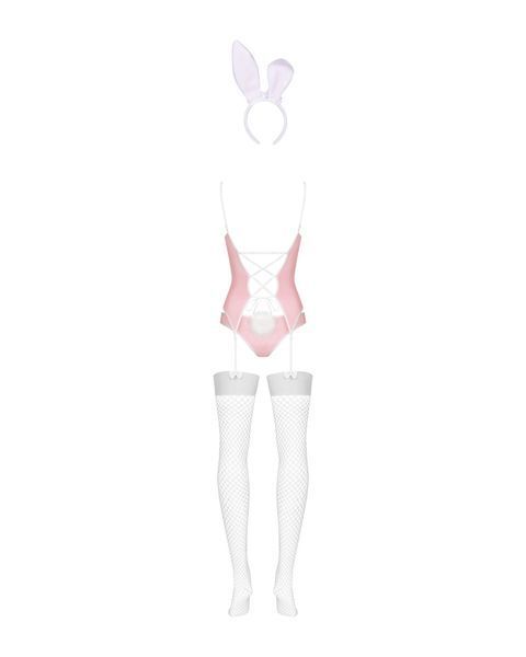 Эротический костюм зайки Obsessive Bunny suit 4 pcs costume pink L/XL, розовый, топ с подвязками SO7255 фото