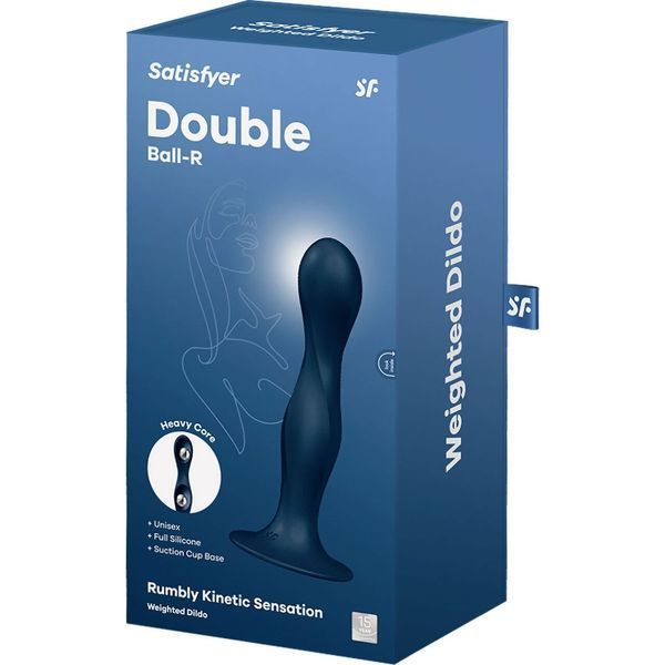 Дилдо Satisfyer Double Ball-R Dark Blue, унисекс, подвижные шарики внутри, на присоске SO8773 фото