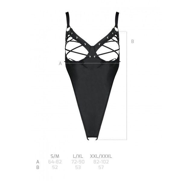 Боди из экокожи Passion CELINE BODY L/XL, black, с доступом, открытый SO6403 фото