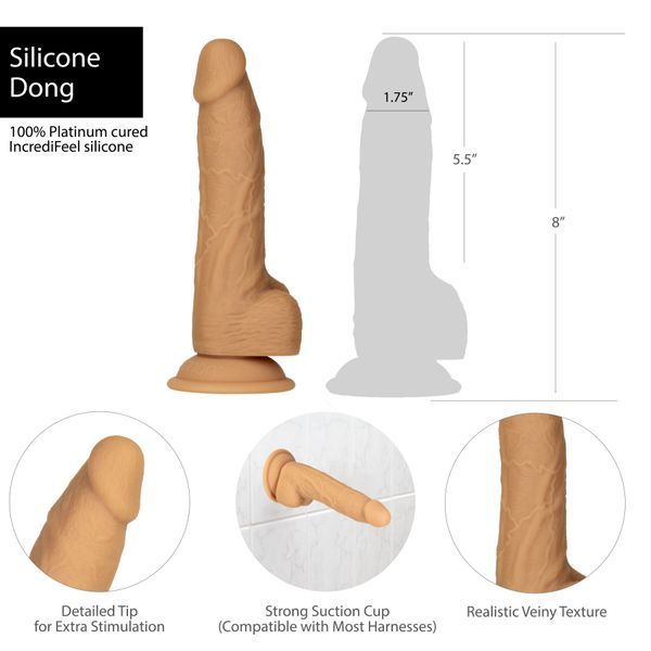 Фалоімітатор ADDICTION Dual Density Silicone Dildo Caramel 8&Prime;, присоска, діаметр 4,3 см, віброкуля в SO8243 фото