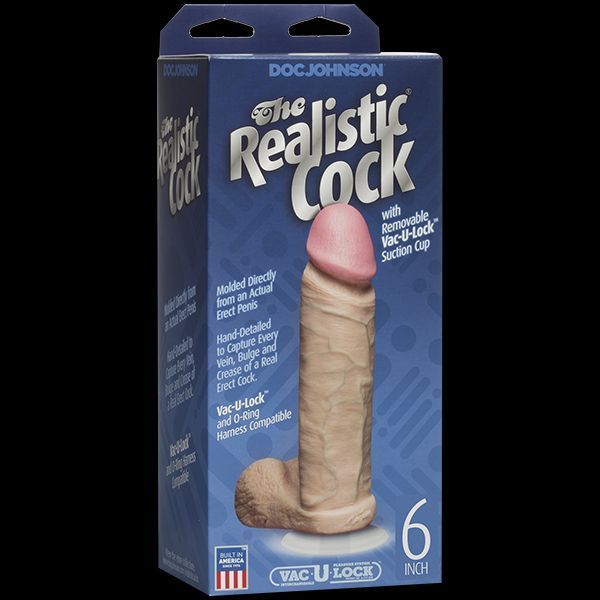 Фаллоимитатор Doc Johnson The Realistic Cock 6 inch White - PVC, Vack-U-Lock, диаметр 4,3см SO2788 фото