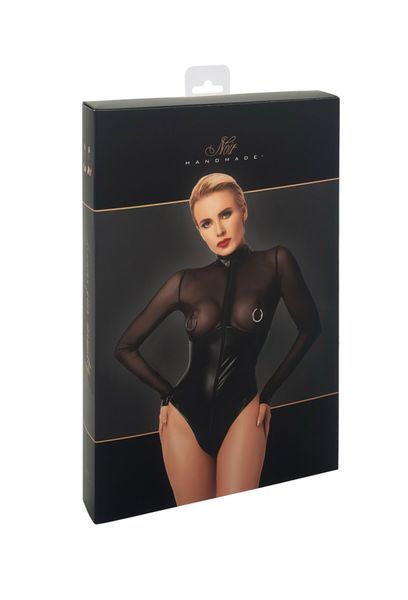 Боди Noir Handmade F321 Edge, M, низ под латекс, верх сетка, молния на все тело, декор кольца SX0358 фото