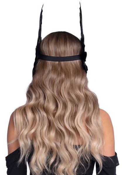 Пов&rsquo;язка на голову з крилами Leg Avenue Feather headband Black, пір&rsquo;я та натуральна шкіра SO7944 фото