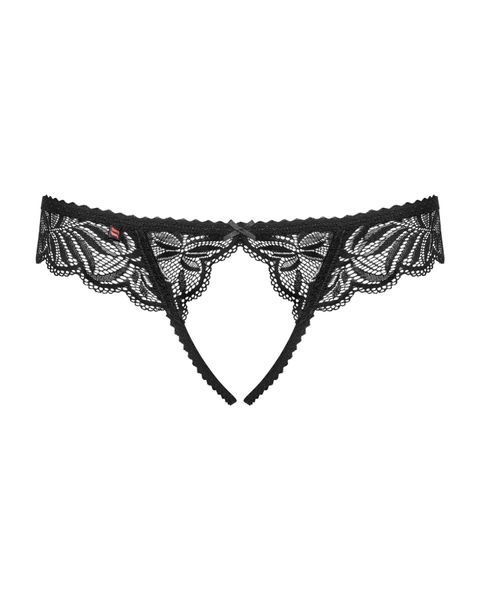 Кружевные танга с доступом Obsessive Contica crothchles thong S/M, черные SO7256 фото
