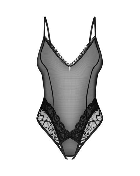 Тедді з доступом Obsessive Blomentis crotchless teddy, M/L, прозоре, відкрита спина, низ-стрінги SX1027 фото