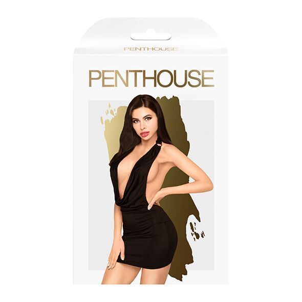 Мини-платье Penthouse Heart Rob L/XL Black, хомут, глубокое декольте, миниатюрные стринги SO6535 фото