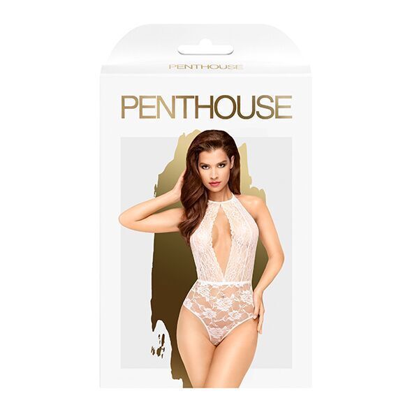 Боди с глубоким декольте и высокими трусиками Penthouse - Toxic Powder White L/XL SO9597 фото