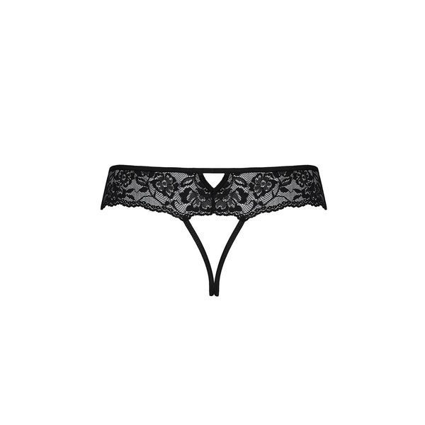 Кружевные стринги с доступом Passion SENIA THONG S/M, black SO5380 фото