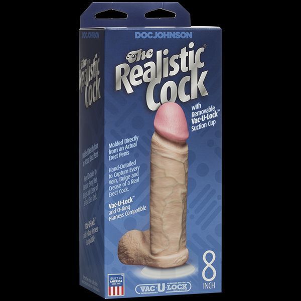 Фаллоимитатор Doc Johnson The Realistic Cock 8 inch White - PVC, Vack-U-Lock, диаметр 5,1см SO2789 фото