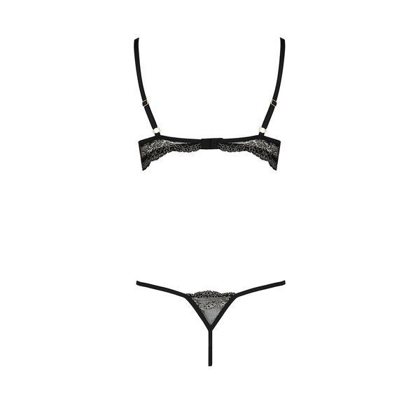 Комплект белья Passion Exclusive VALERY SET OpenBra XXL/XXXL, black, стрэпы, трусики, открытый лиф PS25106 фото