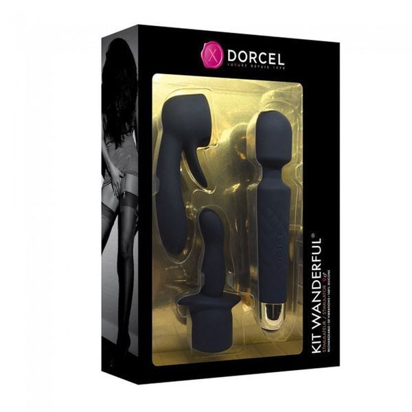 Мини-вибромассажер Dorcel Kit Wanderful с насадками (анальная и вагинальная), водонепрницаемый SO2138 фото