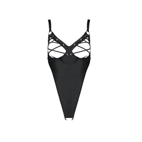 Боді з екошкіри Passion CELINE BODY S/M, black, з доступом, відкритий SO6404 фото
