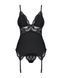 Сатиновый кружевной корсет Obsessive 810-COR-1 babydoll & thong S/M, черный, корсет, танга SO7156 фото 5